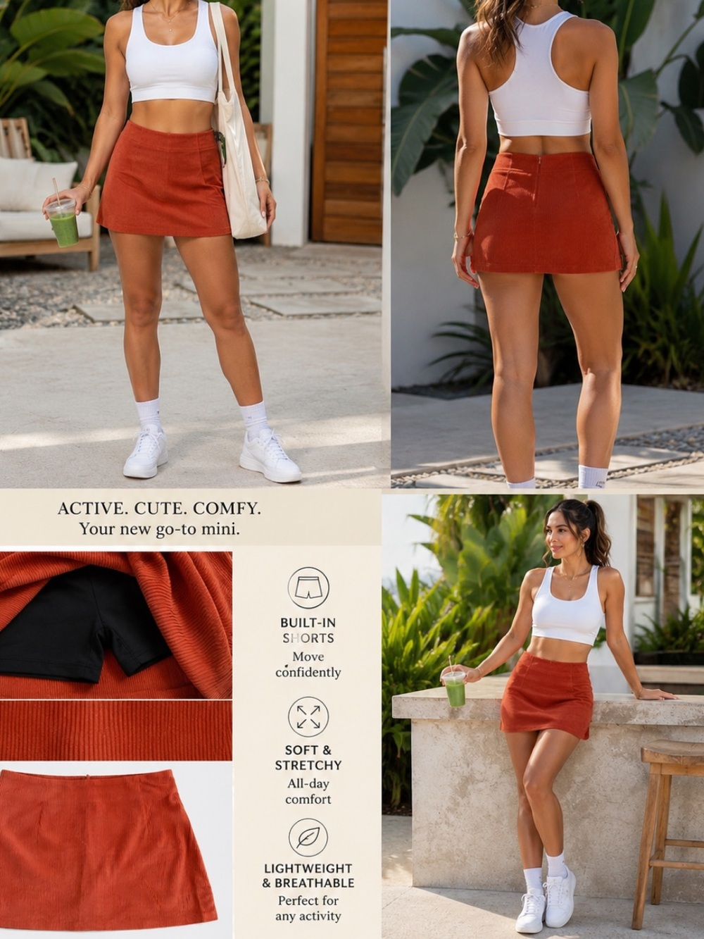 HALARA Rust Orange Mini Skort
